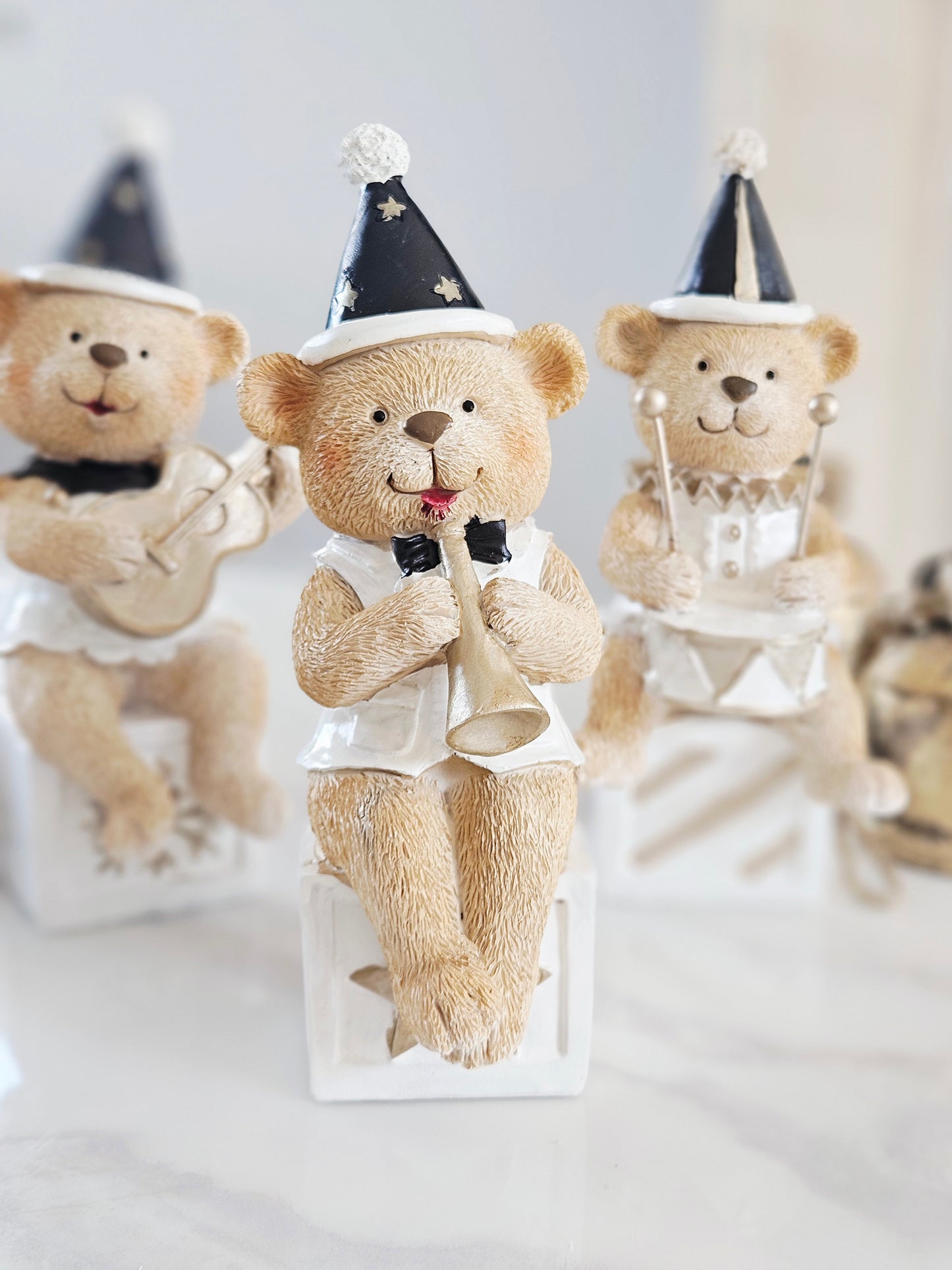 Teddy Bear Band Ornament - 3 Assorted Musical Bear Figures