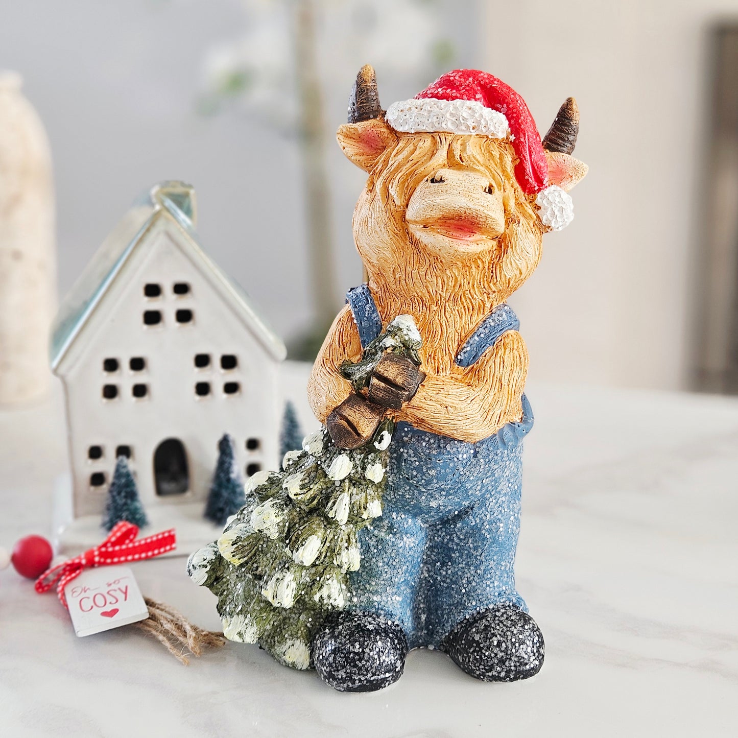 Highland Cow In Blue Dungarees