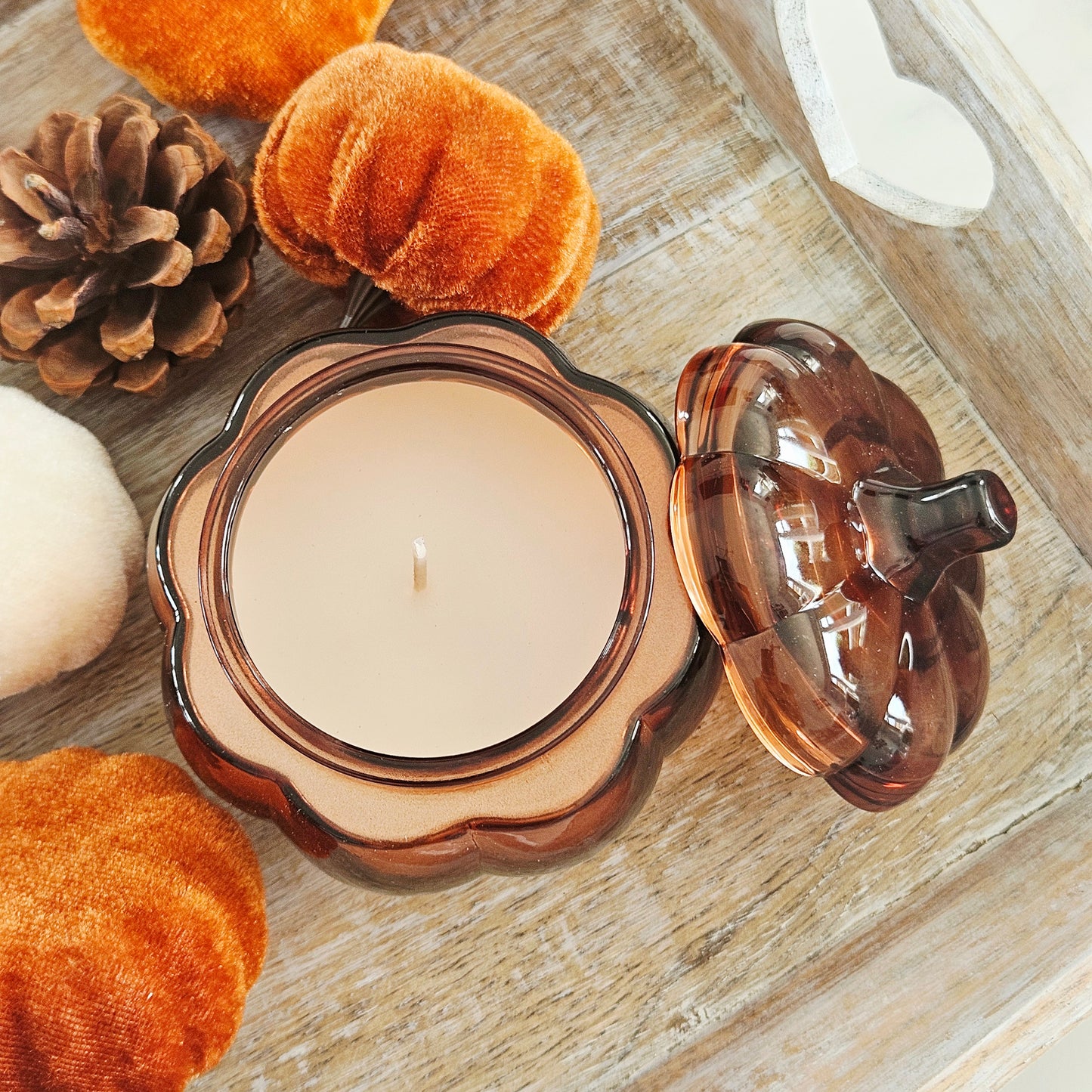 Brown Glass Pumpkin Candle Decoration | Elegant Autumn Pumpkin Candle