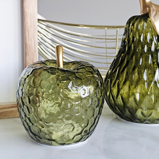 Apple led green ornament with glass and gold core