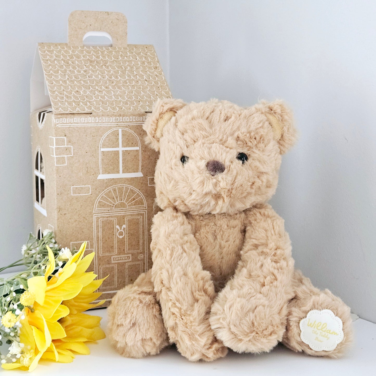 William the plush teddy bear 22cm brown with teddy gift box cardboard
