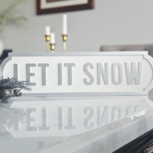 Decorative sign with 'LET IT SNOW' text on a white background 45CM