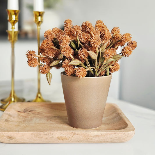 20cm artificial orange allium plant in a decorative pot for home and office décor.