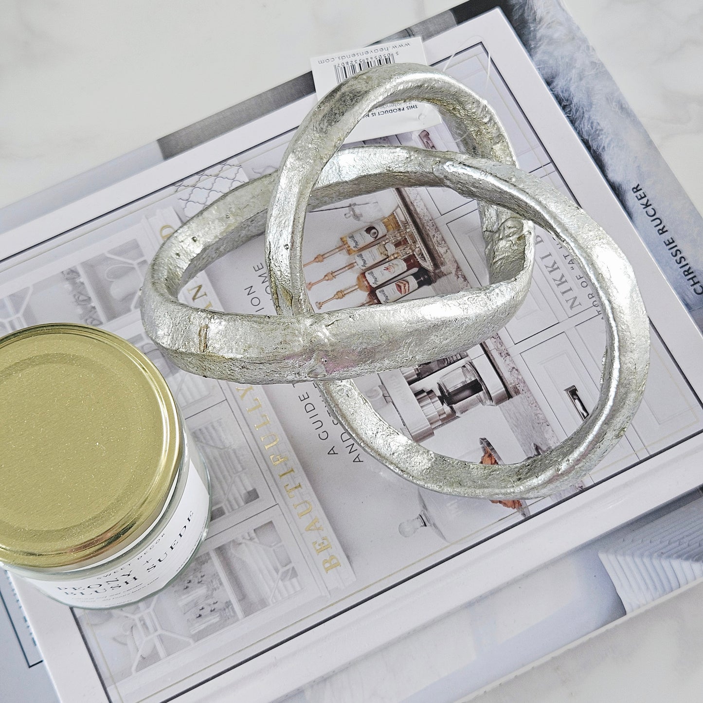 silver decorative metal knot ornament 