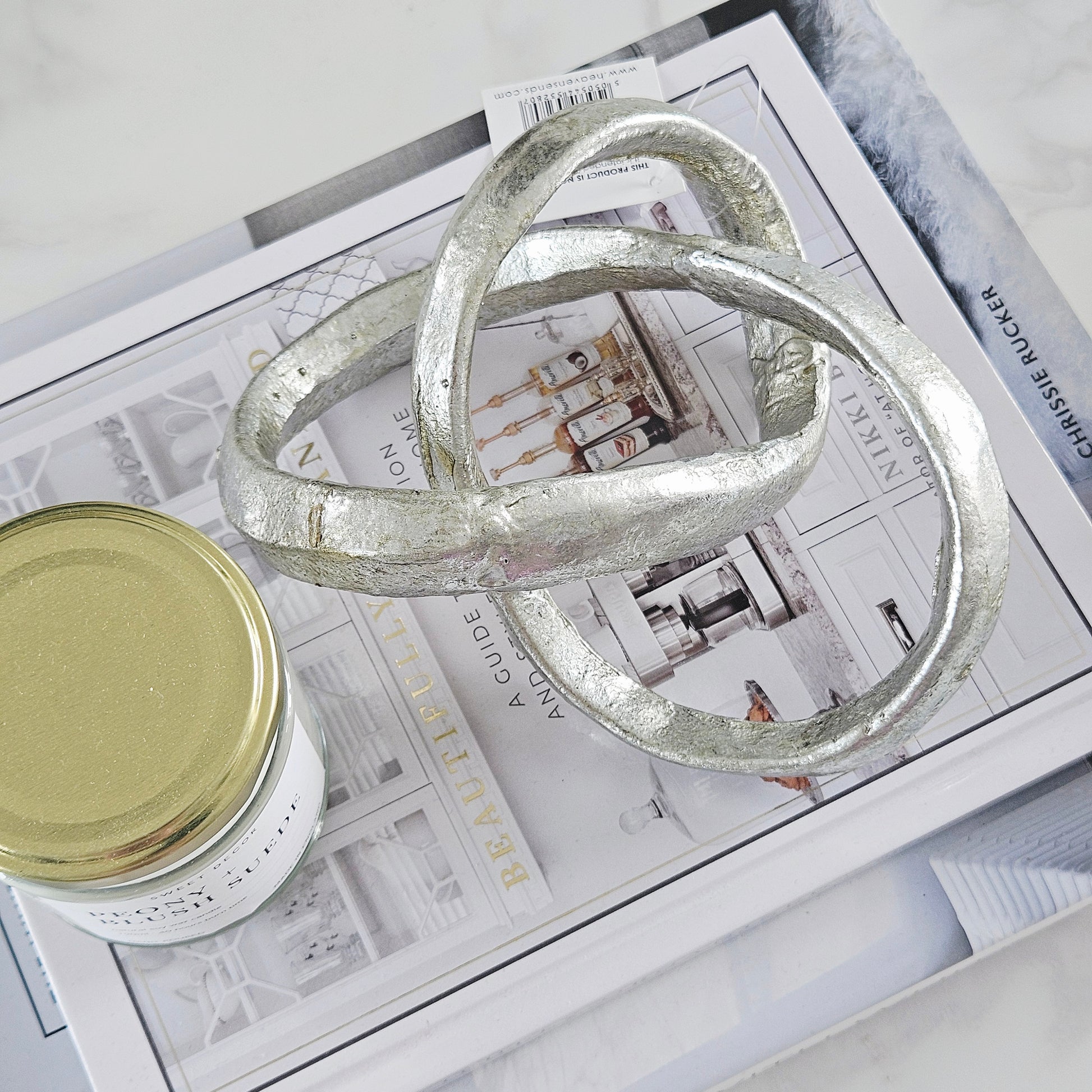 silver decorative metal knot ornament 