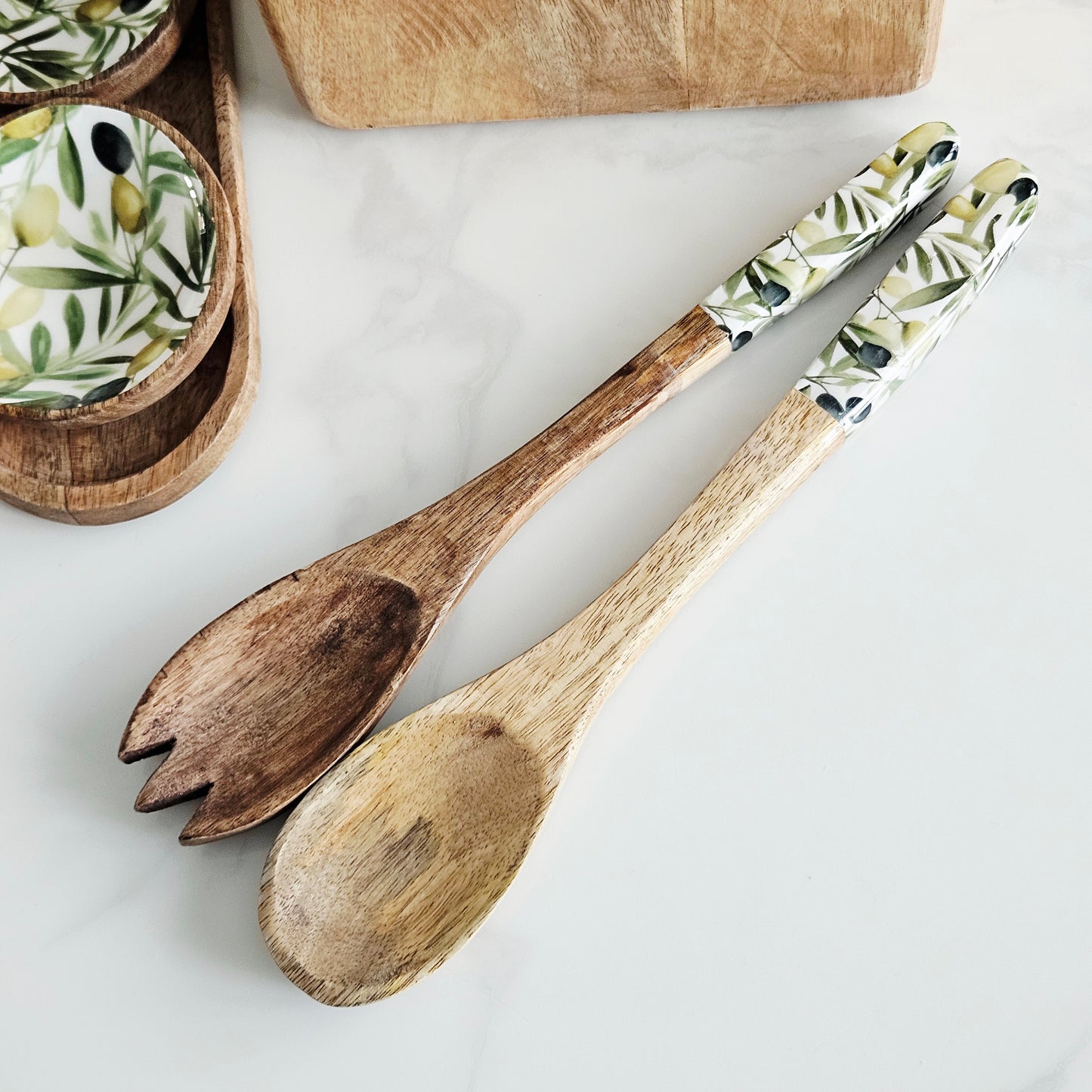 olive mango wood spoon and fork set