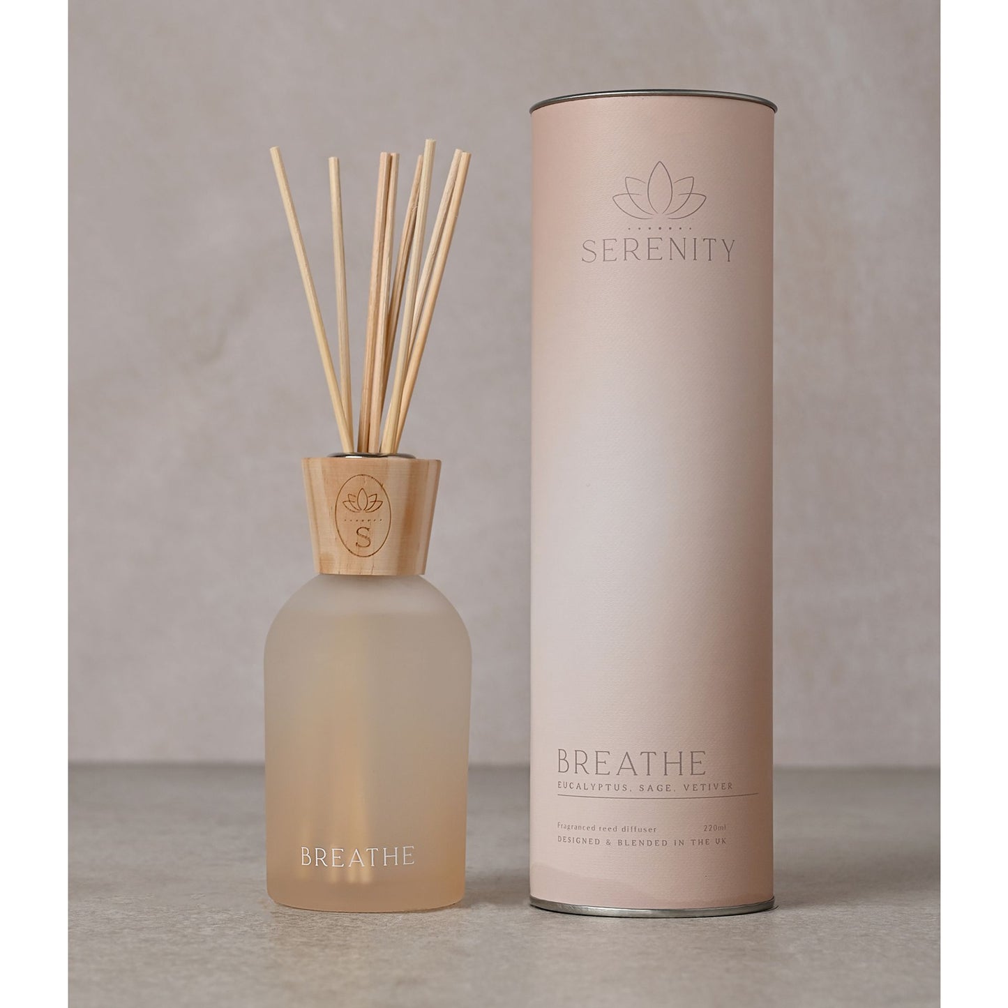 Serenity Breathe Diffuser, a delightful blend of soothing Eucalyptus, calming Sage, and earthy Vetiver
Features a 220ml of scented diffuser oil. 