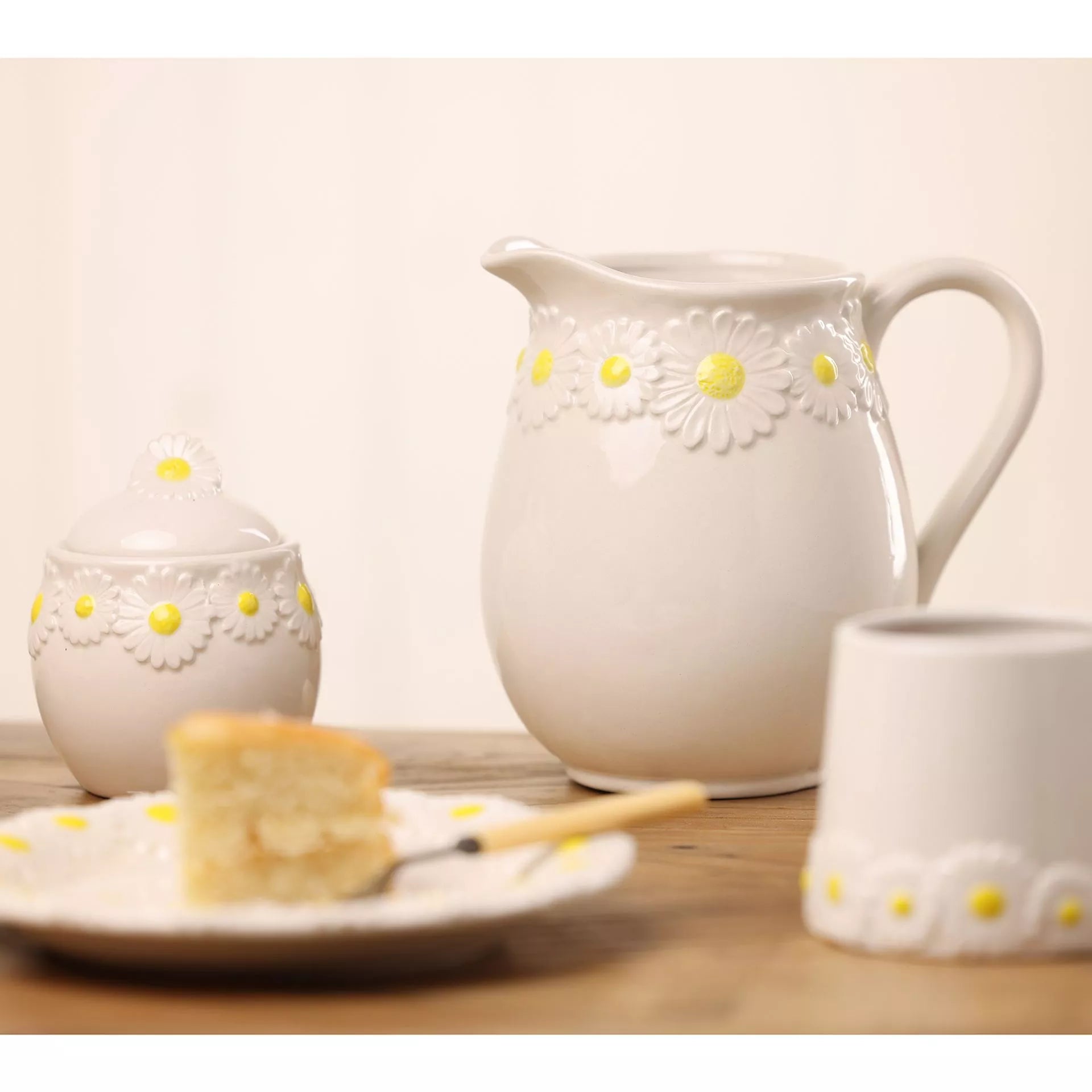 ceramic daisy design milk jug by cottage garden