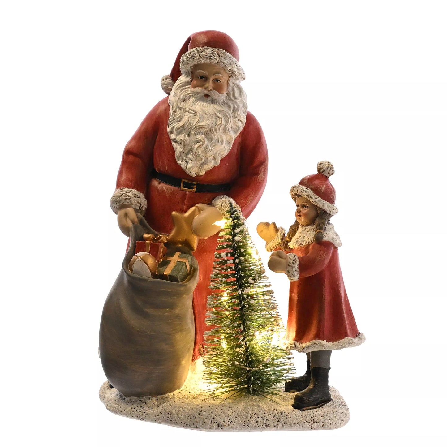 Santa & Child Scene With Led