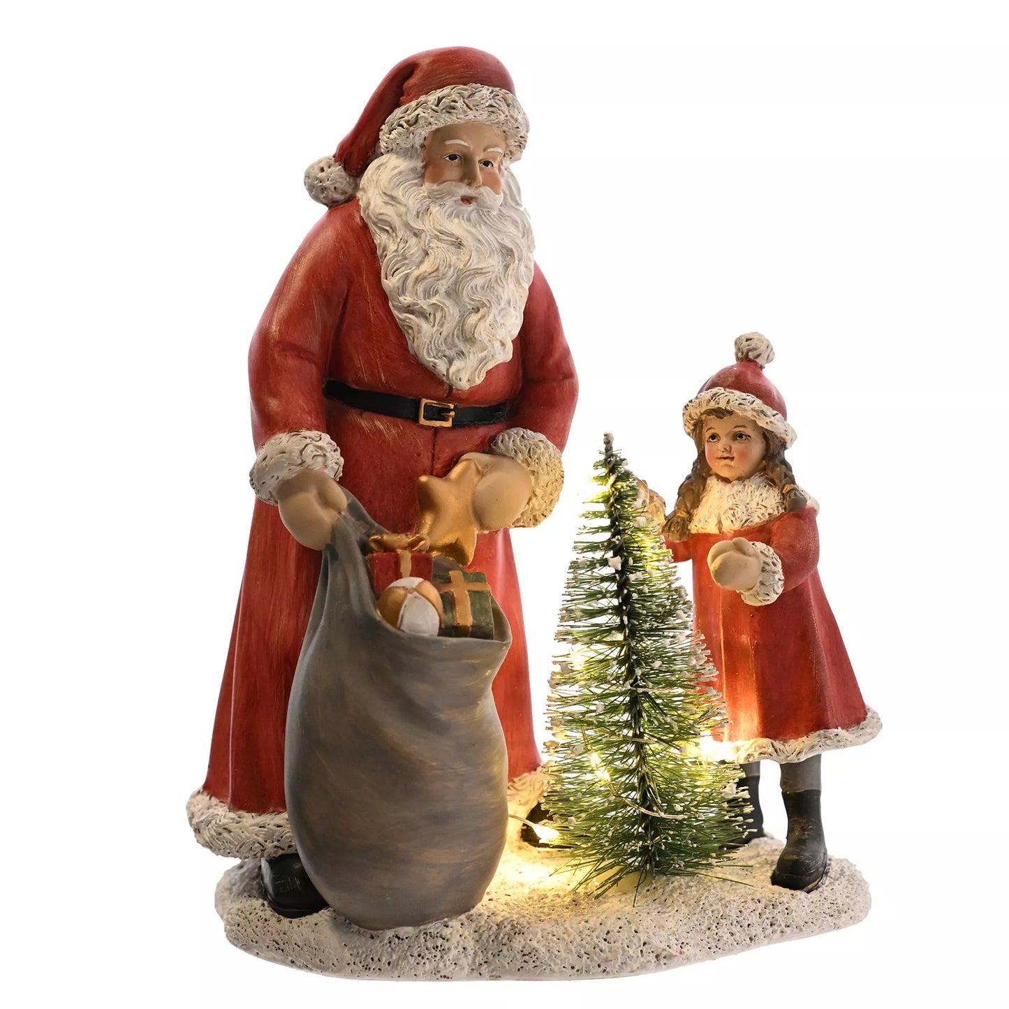 Santa & Child Scene With Led