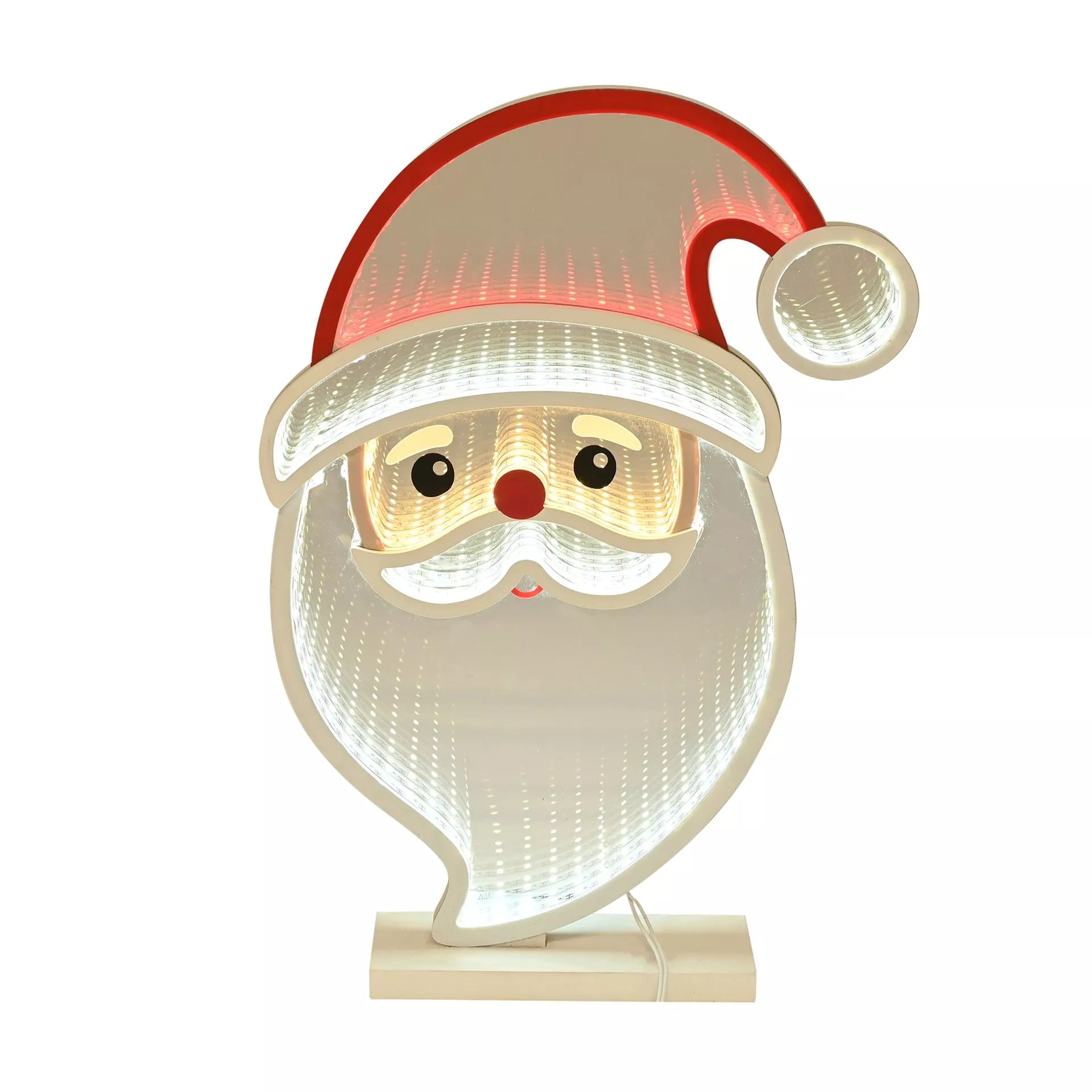 santa claus mirror light on a wooden stand usb indoor use 35cm