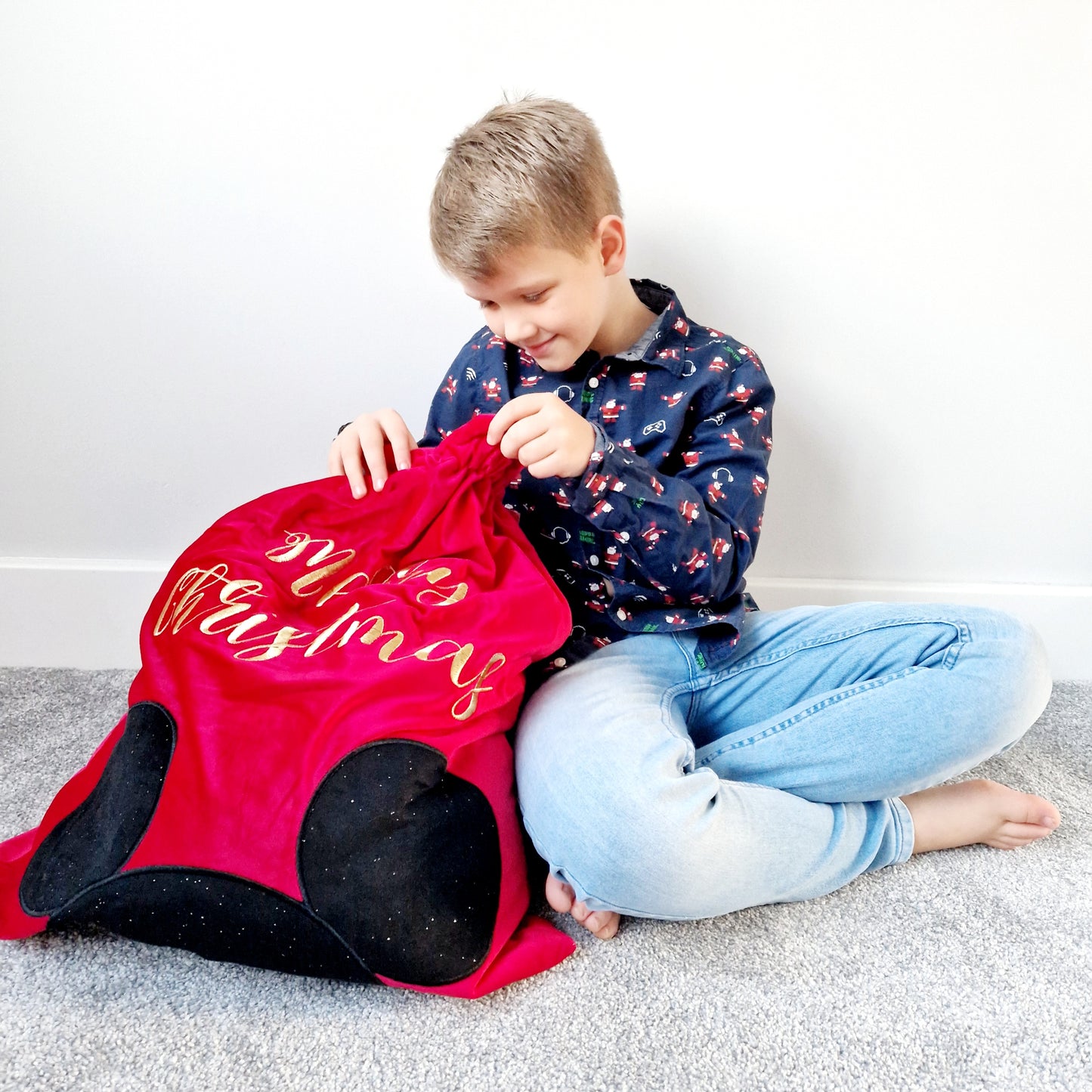 uxury red velvet Mickey Mouse Christmas gift sack. From the Disney