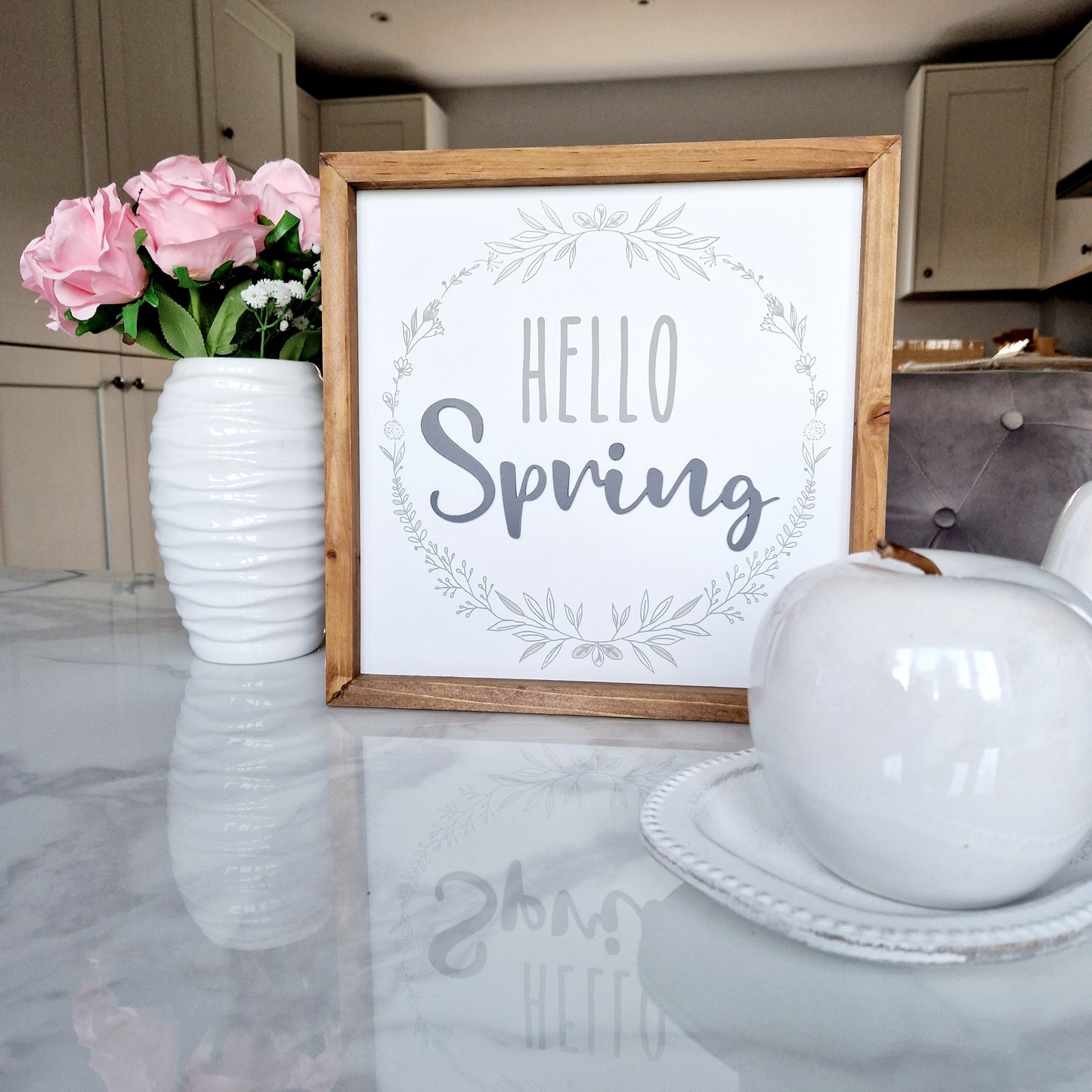 Hello Spring Wooden Plaque