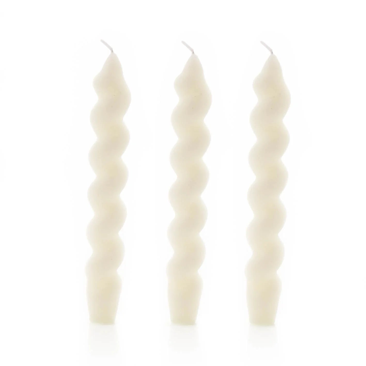 Twisted White Taper Candles Set Of 3